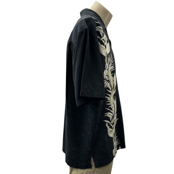Vintage Jamaica Jaxx Silk Aloha Island Button-Up Shirt Short Sleeve Black Mens L - Picture 9 of 10